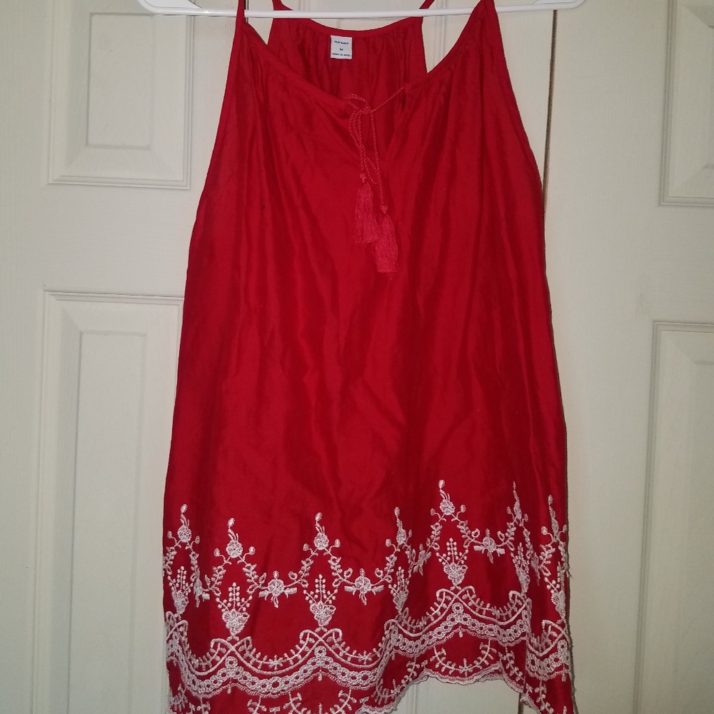 Red spaghetti strap top